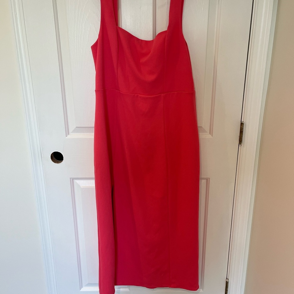 Show Me Your MuMu Red Cowl Neck Sheath Midi Dress